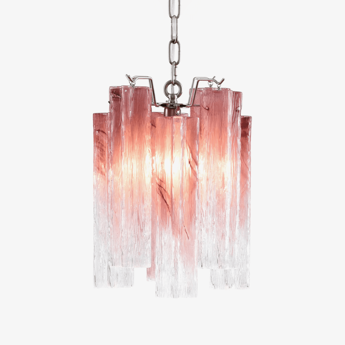 Lioroella lysekrone i Murano-glas med lyserød gradient