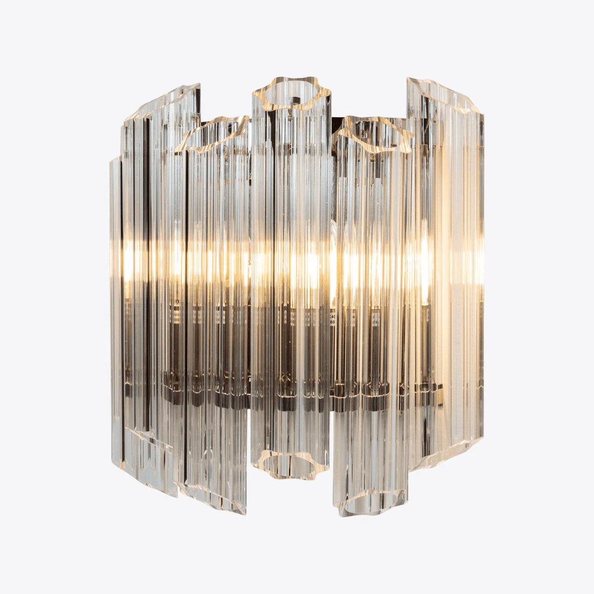 Candeeiro de parede em tubo de vidro Murano transparente, em cascata Celalaria