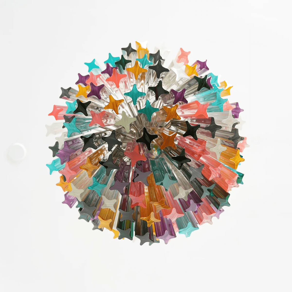 Celorelle ljuskrona i färgglatt prismglas från Murano