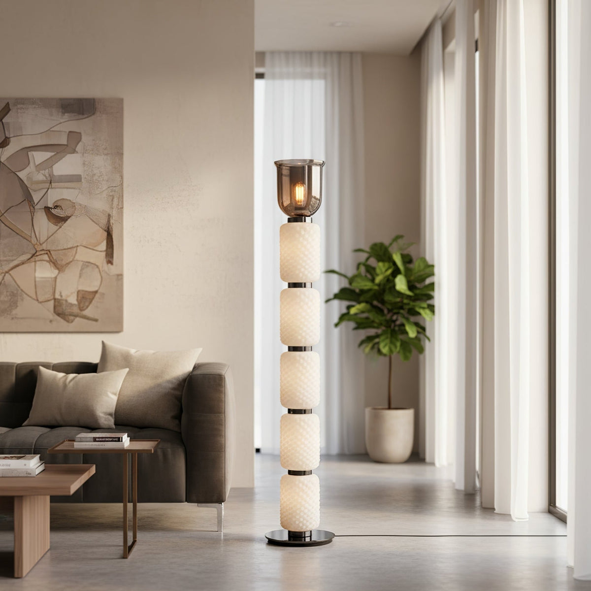 Valdorne gulvlampe i struktureret lagdelt glas