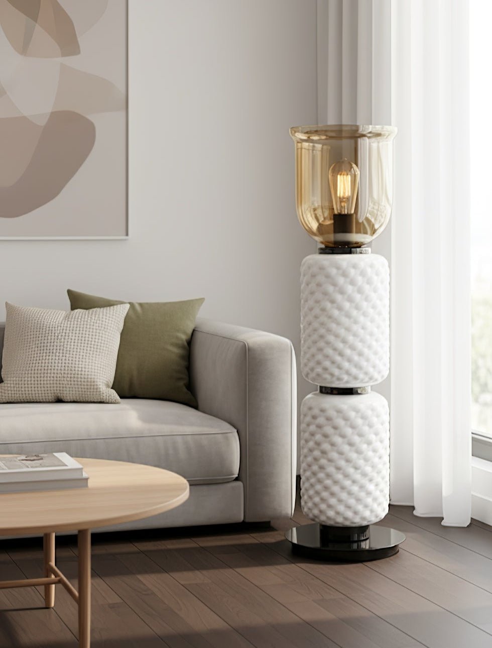 Zephiron bordslampa i strukturerat lagerglas