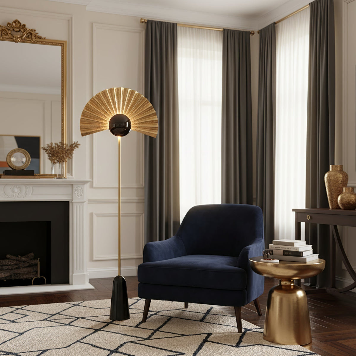 Candeeiro de pé Solvaar Gilded Fan