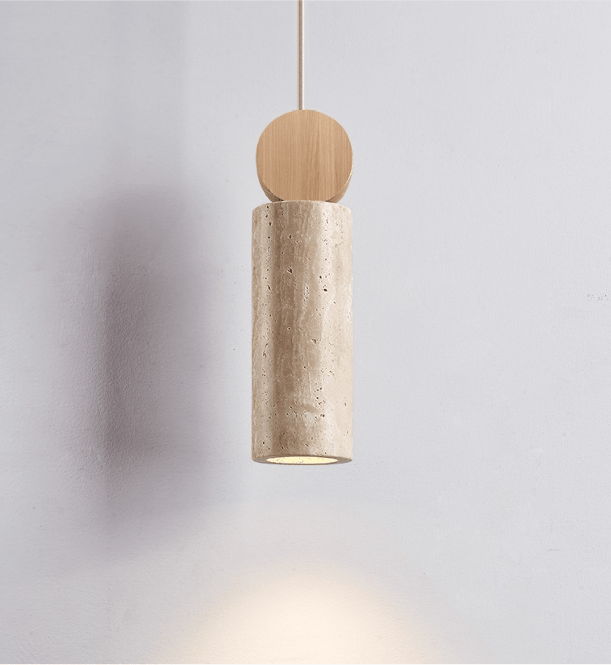 Candeeiro suspenso Ashton Travertine Cylinder Disc