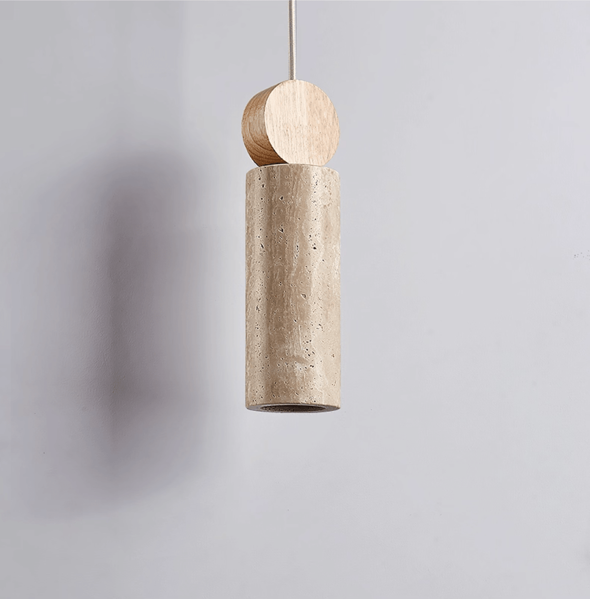 Candeeiro suspenso Ashton Travertine Cylinder Disc