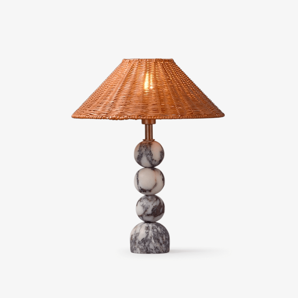 Canarora bordslampa med marmorklot och rotting