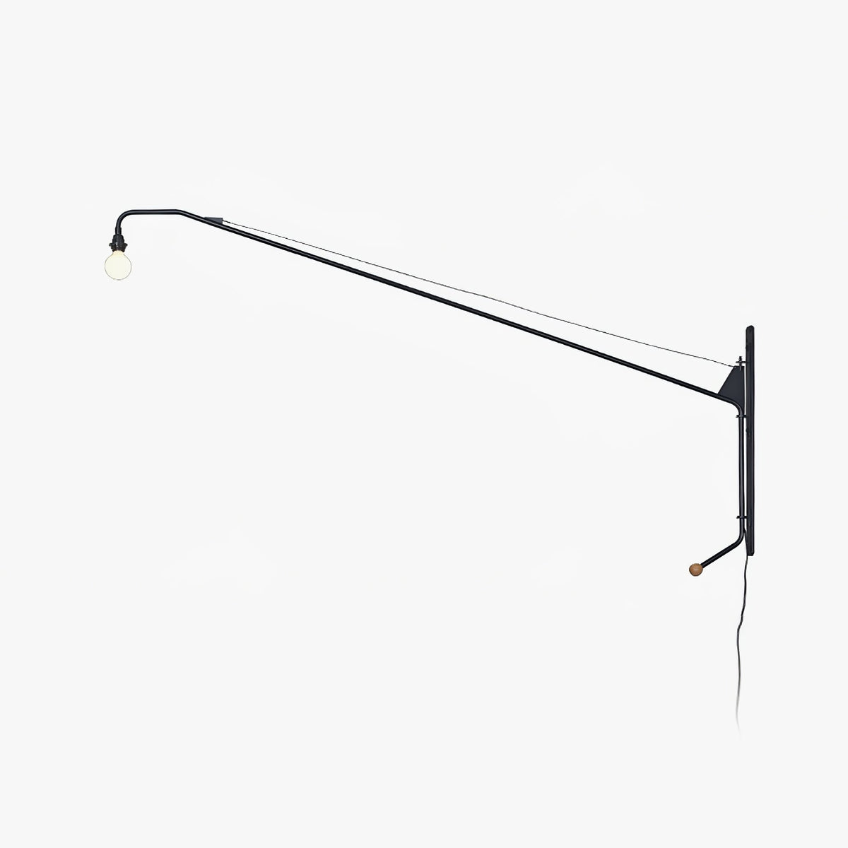 Svart vägglampa med förlängd arm