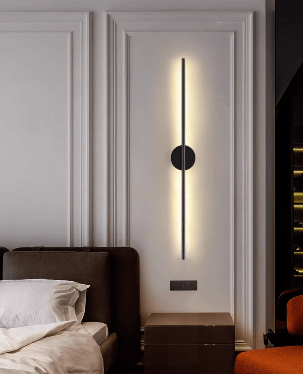 Candeeiro de parede preto linear recarregável Nomk