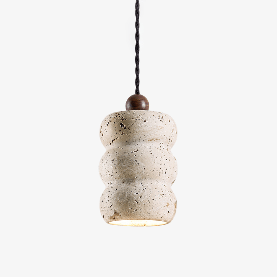 Bors Dune Pebble-pendellampe i gul travertin