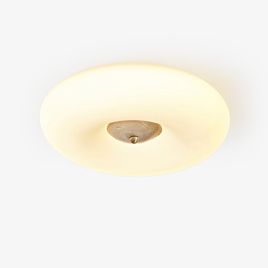 Flen loftslampe med ring i gul travertin