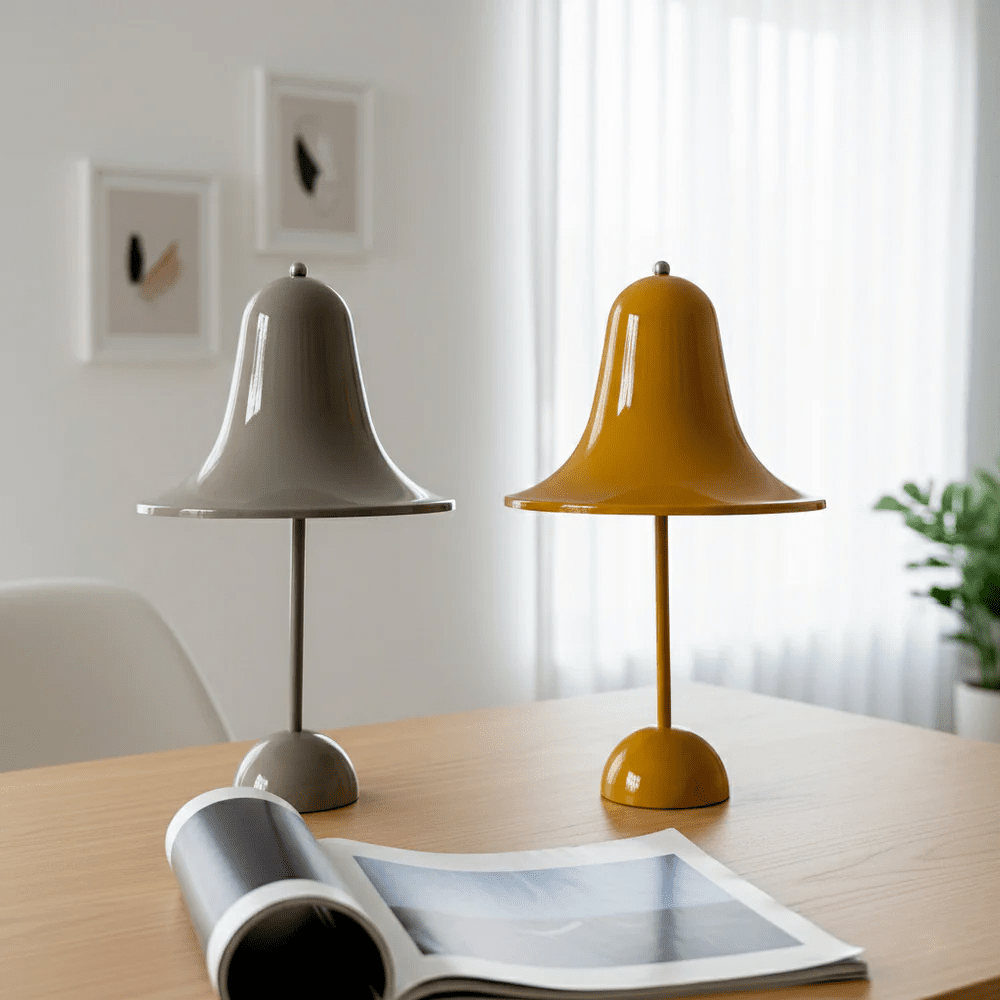 Pantop-klokkeformet bordlampe