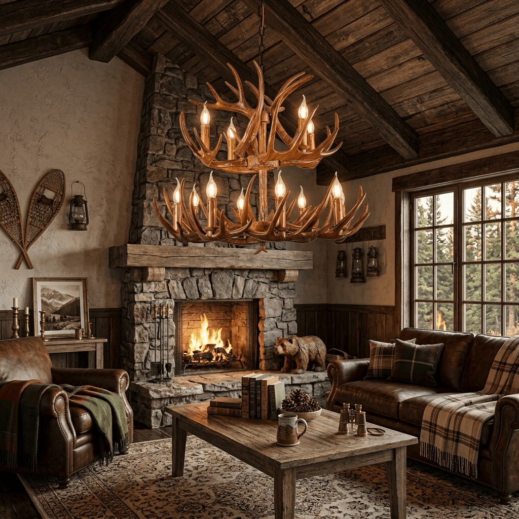 Noreira gevir-lysekrone i lodge-stil