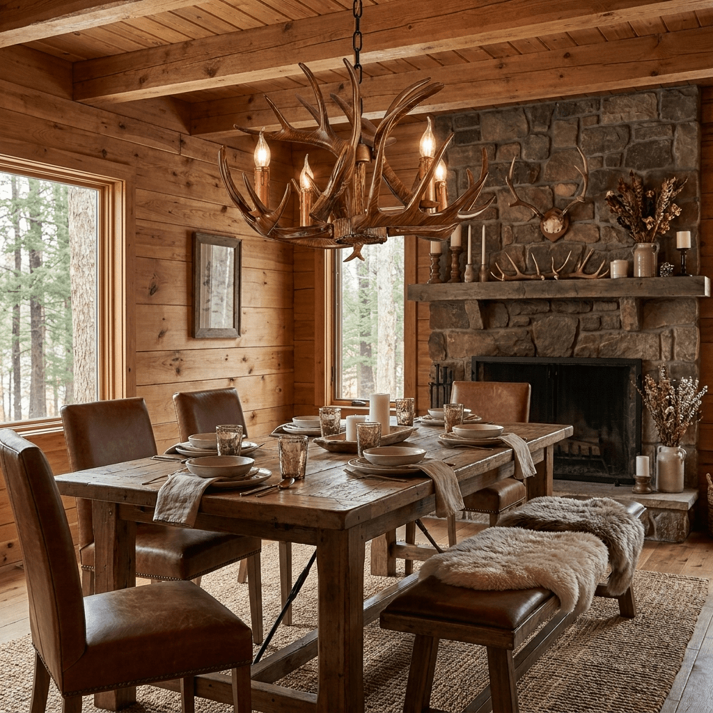 Noreira gevir-lysekrone i lodge-stil