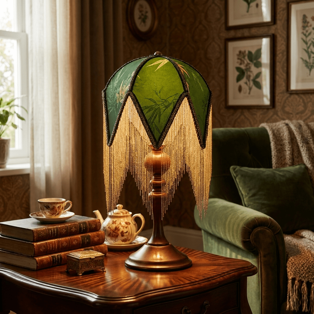 Aveniiella-bordlampe med frynser