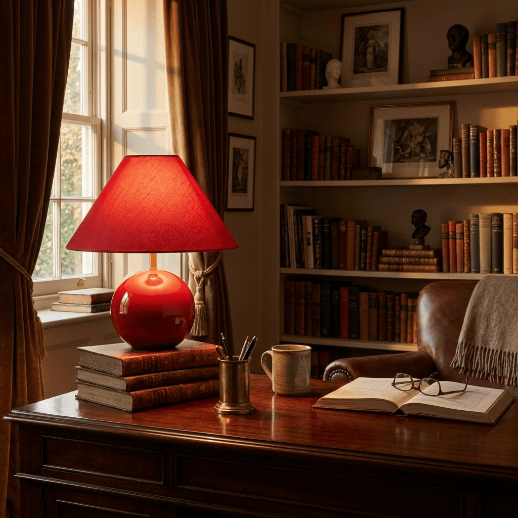 Rubienne rød keramisk bordlampe
