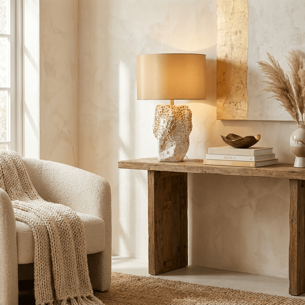 Candeeiro de mesa de cerâmica com textura coral Ostreya