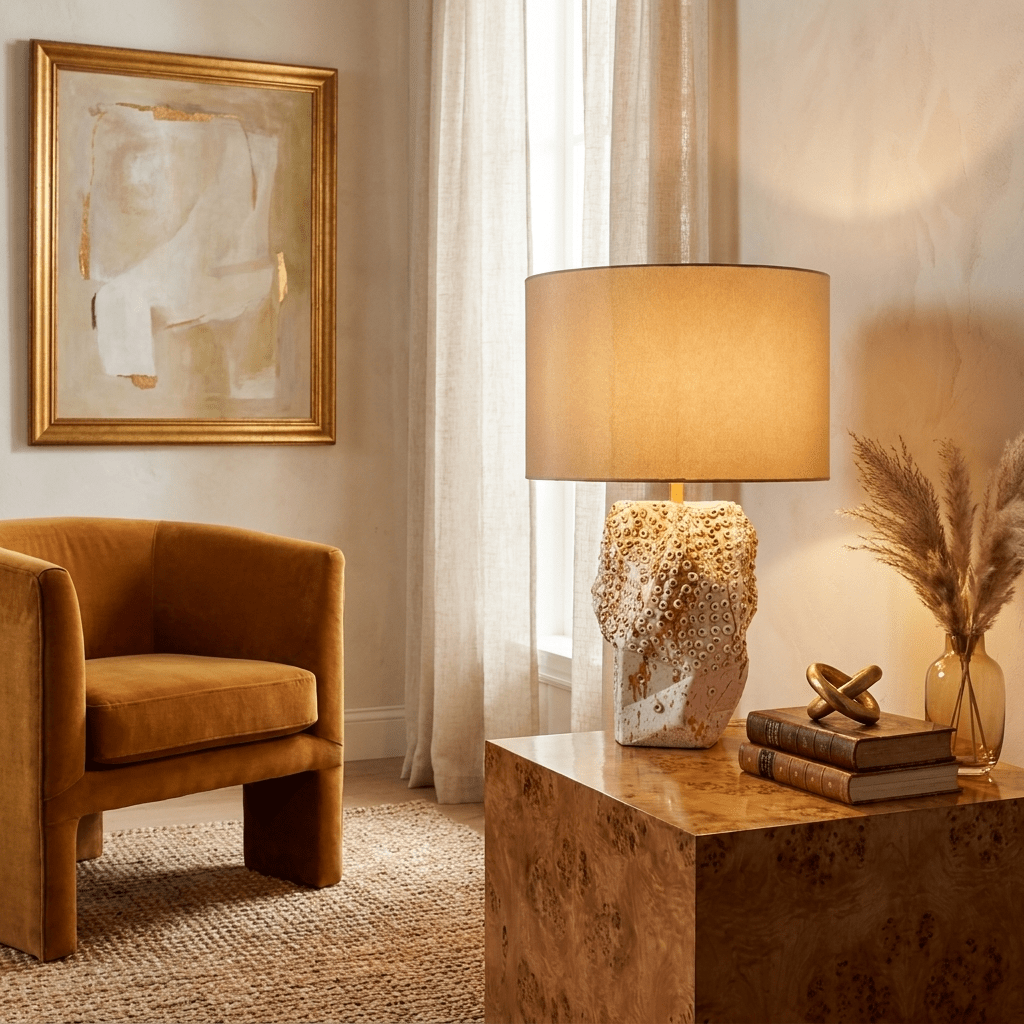 Candeeiro de mesa de cerâmica com textura coral Ostreya