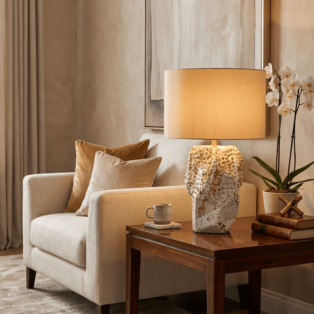 Candeeiro de mesa de cerâmica com textura coral Ostreya