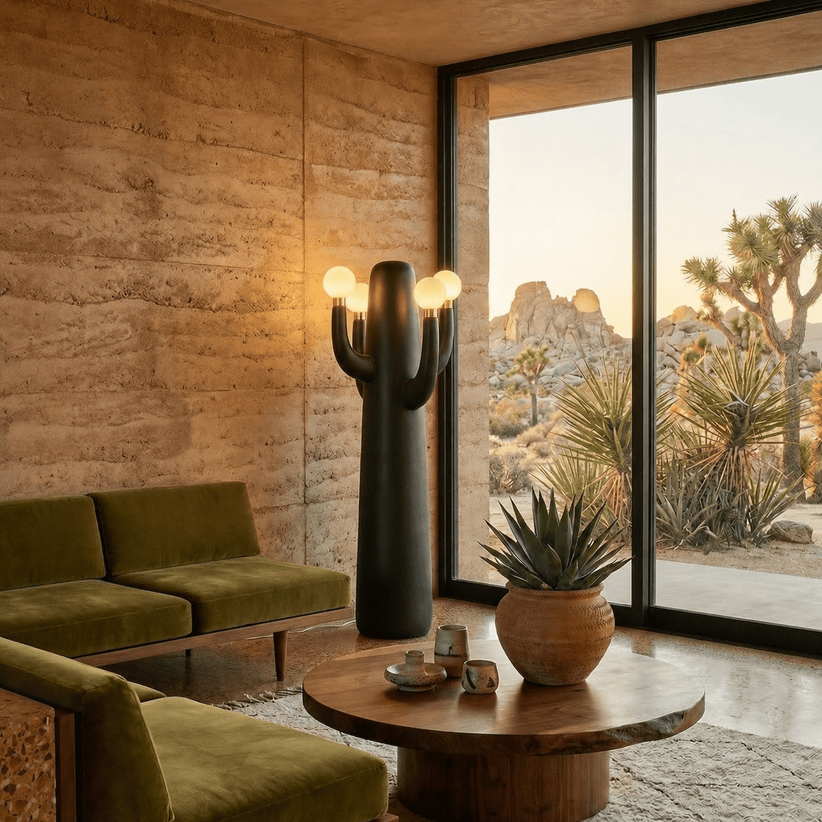 Candeeiro de pé artístico Cactus Solenna