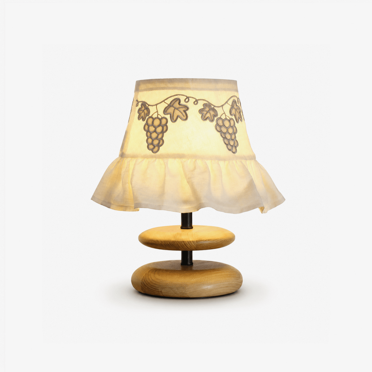 Bordlampe med druebroderi