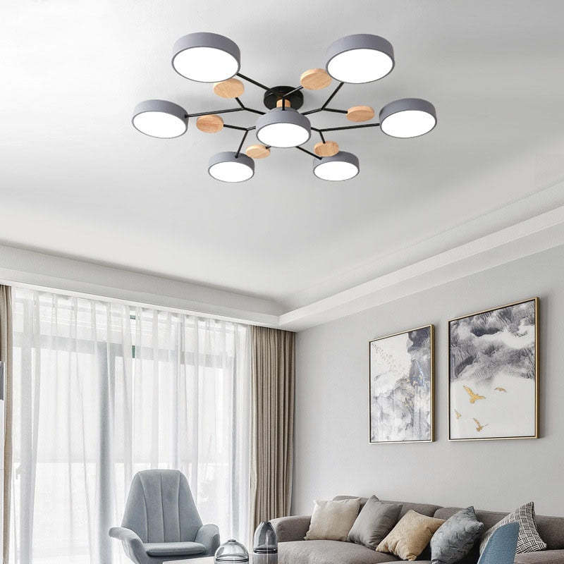 Arisha Ceiling Light, Wood Round for Living Room