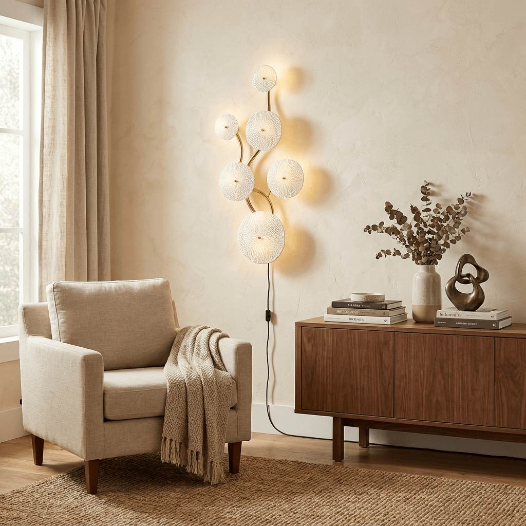 Plug-in-vägglampa med lotusblad