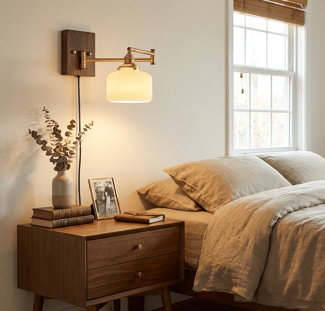 Plug-in-væglampe med keramisk geometri