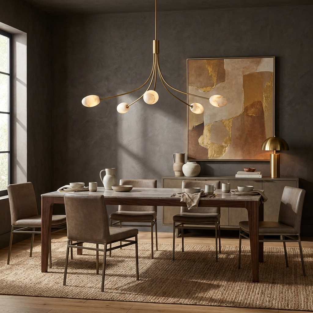 Candeeiro de lustre em alabastro Castercombe