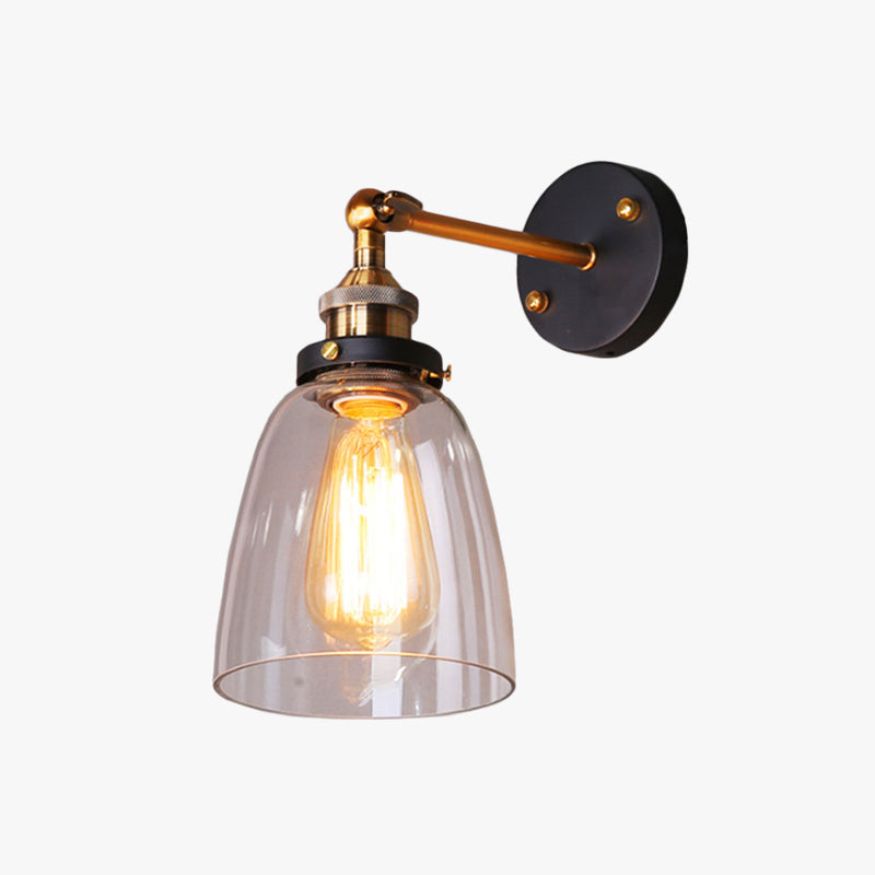 Arisha retro vintagevägglampa, metall och glas