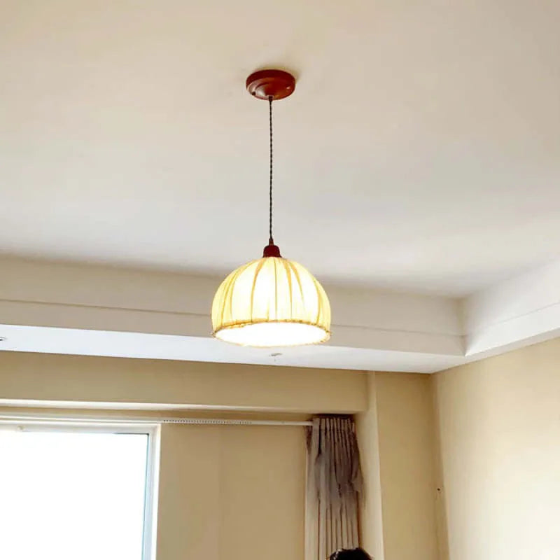 Teo Vintage Pendant Light Beige, Fabric