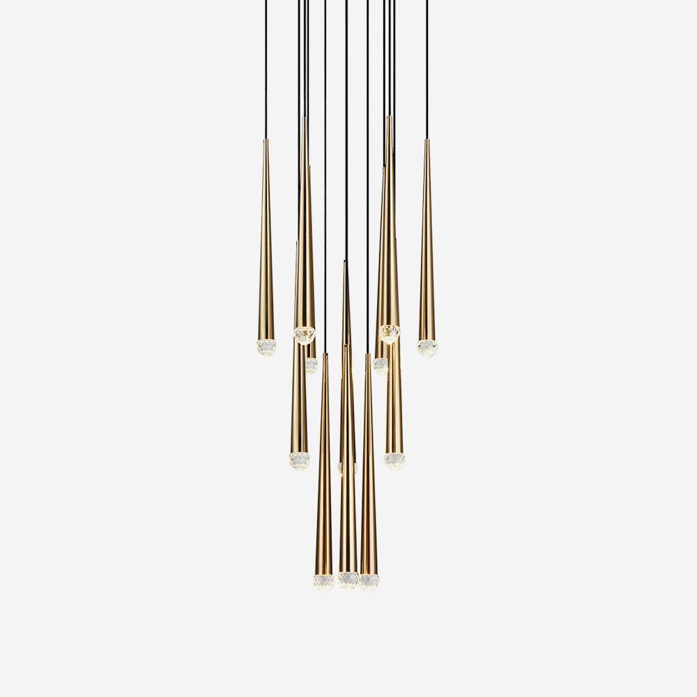 Candelabro Larry de cristal, latão, prata escurecida e para escadaria