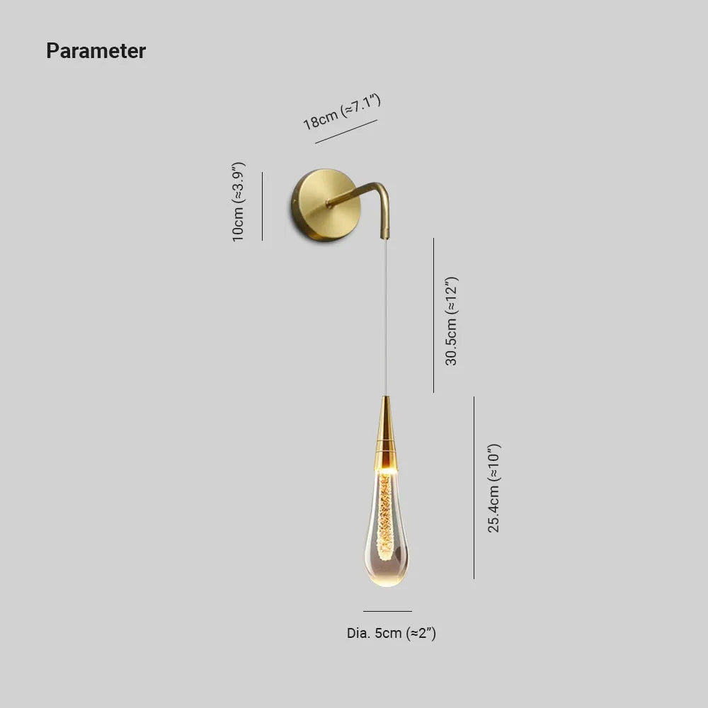 Kristy Modern Water Drop Wall Lamp, Black/Gold