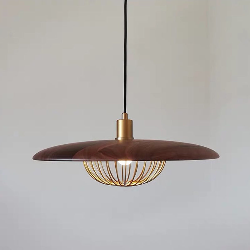 Arisha modern nordisk kupolpendellampa, guld/brun/grå/brun/trä