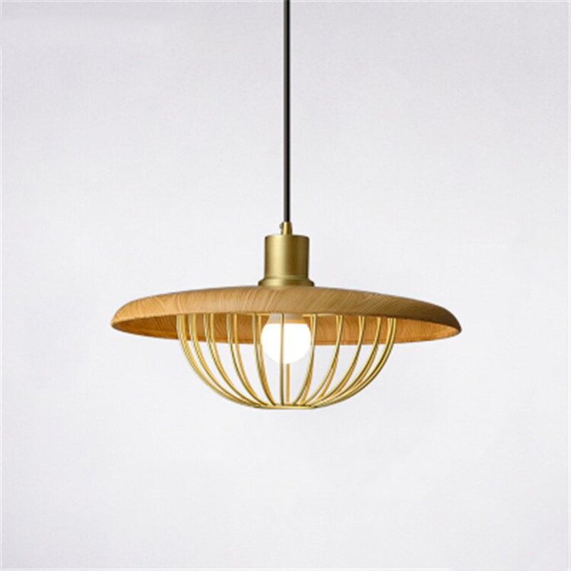 Arisha modern nordisk kupolpendellampa, guld/brun/grå/brun/trä