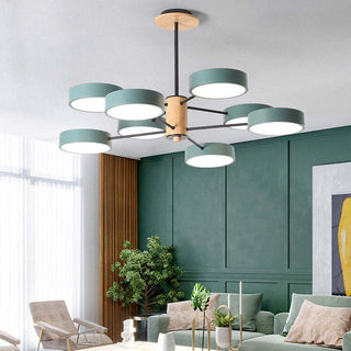 Sienna Design Rund LED Pendellampa Vit/Grön/Grå Metall/Trä/Akryl Sovrum/Vardagsrum