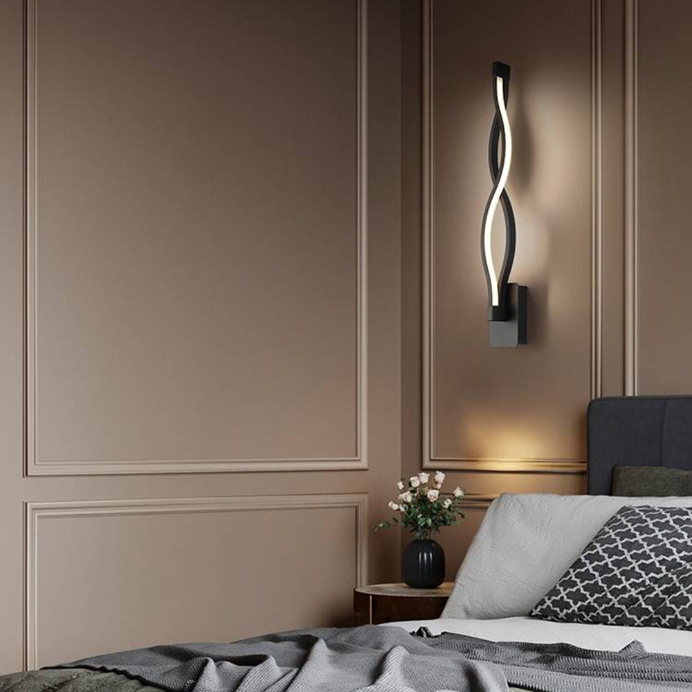 Arisha modern enkel vågformad vägglampa, svart och vit