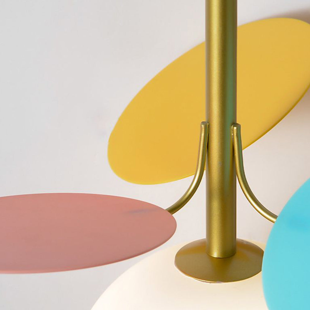 Arisha art déco-klotformad pendellampa, flerfärgad/vit, metall/glas