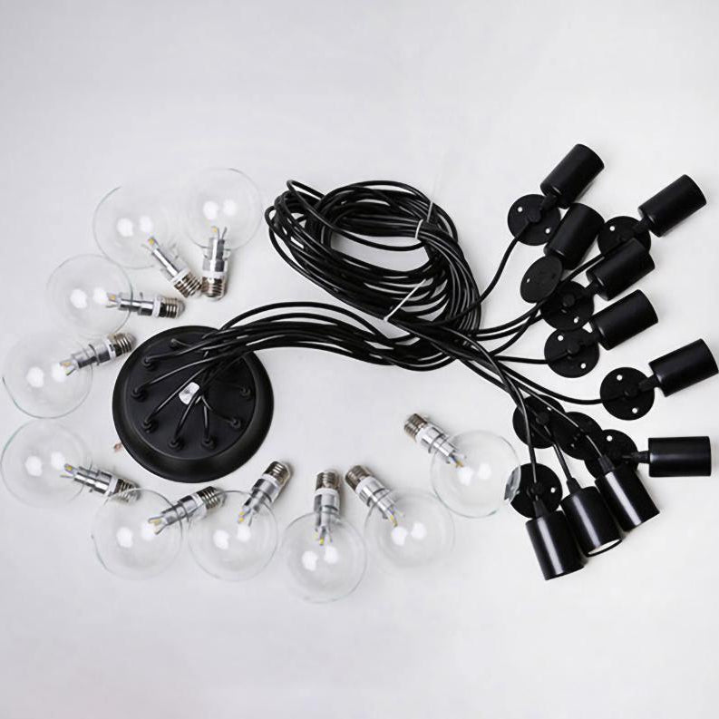 Silva retro lantlig LED-spindelkrona, svart/vit