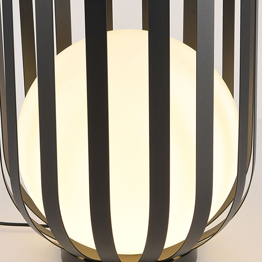 Ray moderne kugleformet solcelle-/genopladelig udendørs gulvlampe, sort