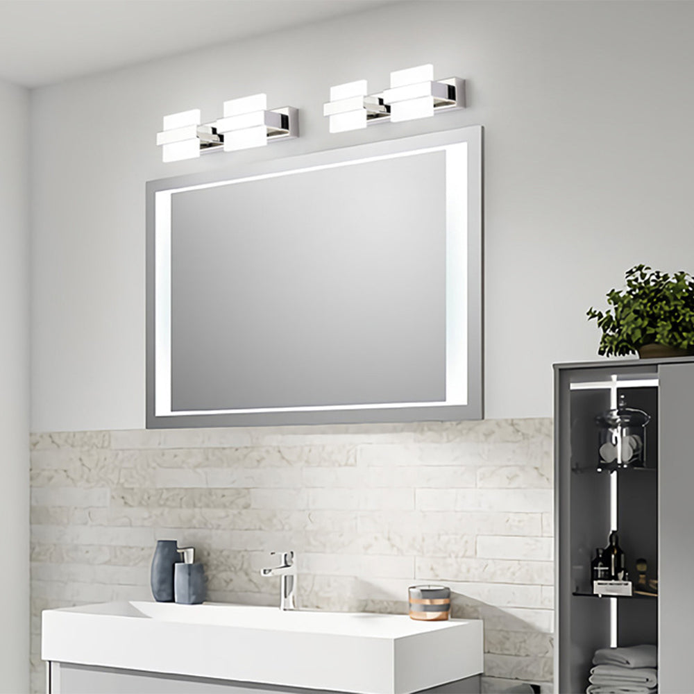 Arisha modern fyrkantig metall-/vägglampa, silver, badrum