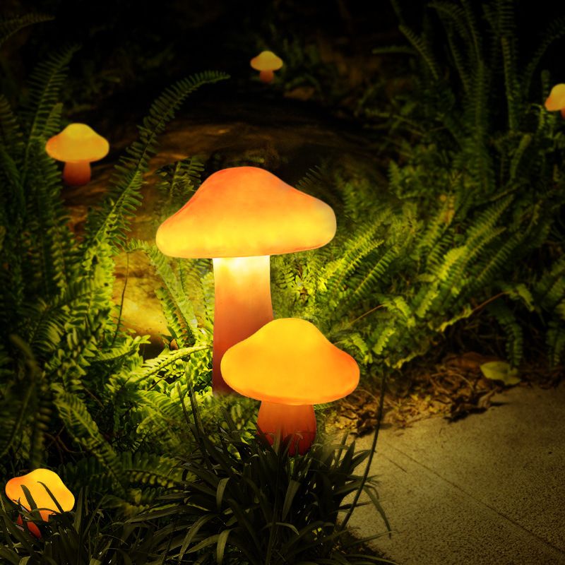 Ray svampeformet udendørs jordlampe, fast tilslutning/solenergi, orange