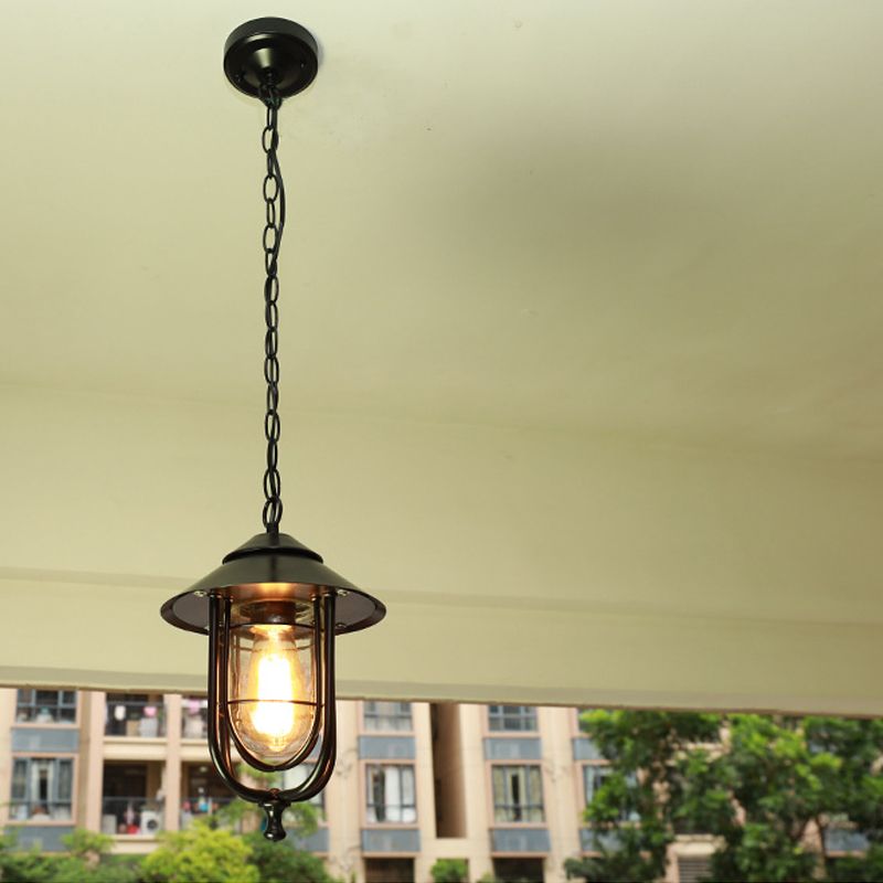 Ray retro-lanternependellampe i metal, sort/bronzefarvet