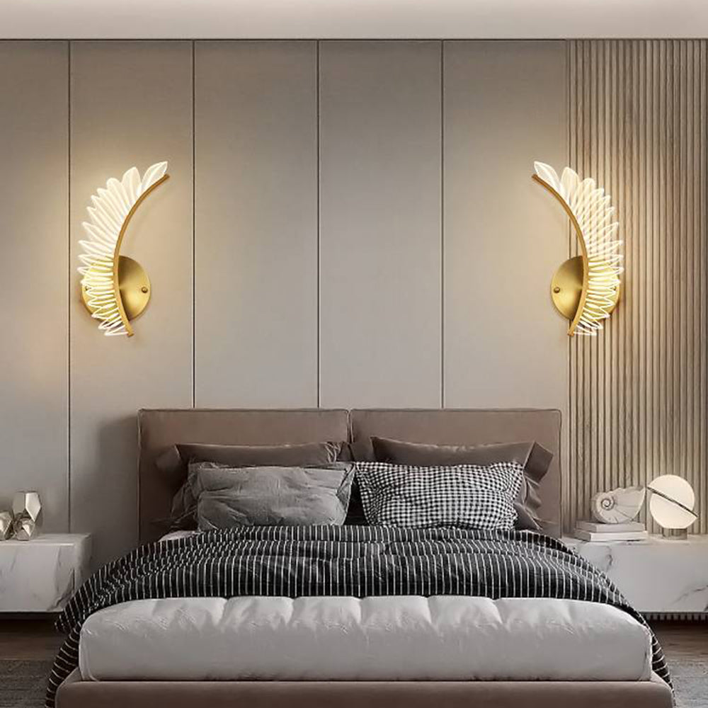 Kristy Modern Gold Feather Wall Lamp, 3 Style