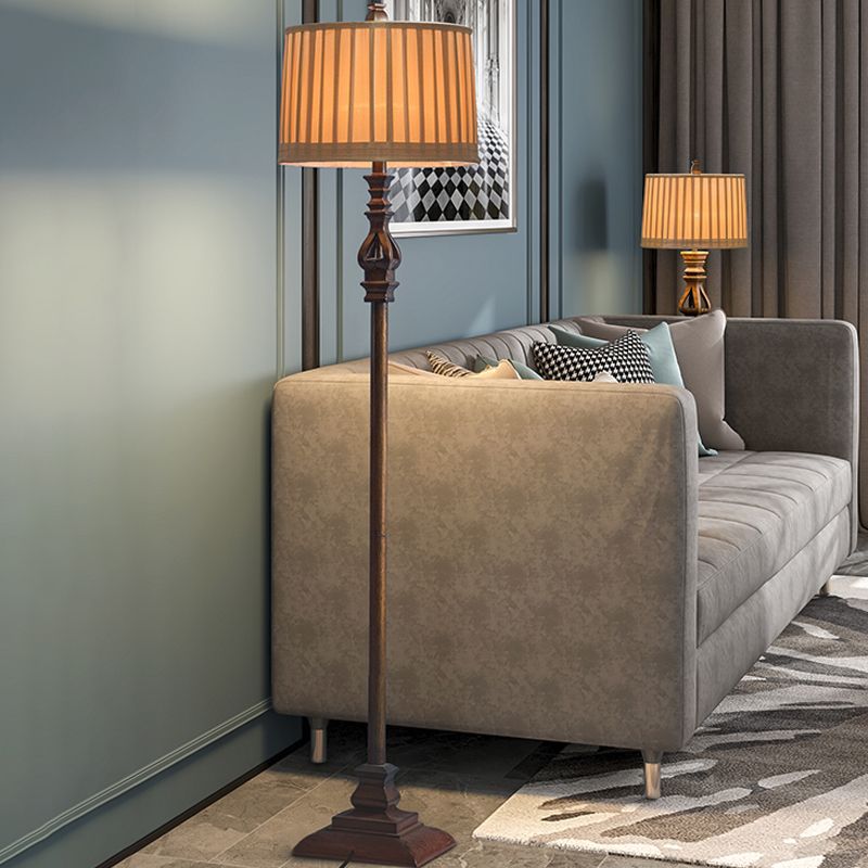 Eryn Vintage Resin/Fabric Standing Floor Lamp, Brown
