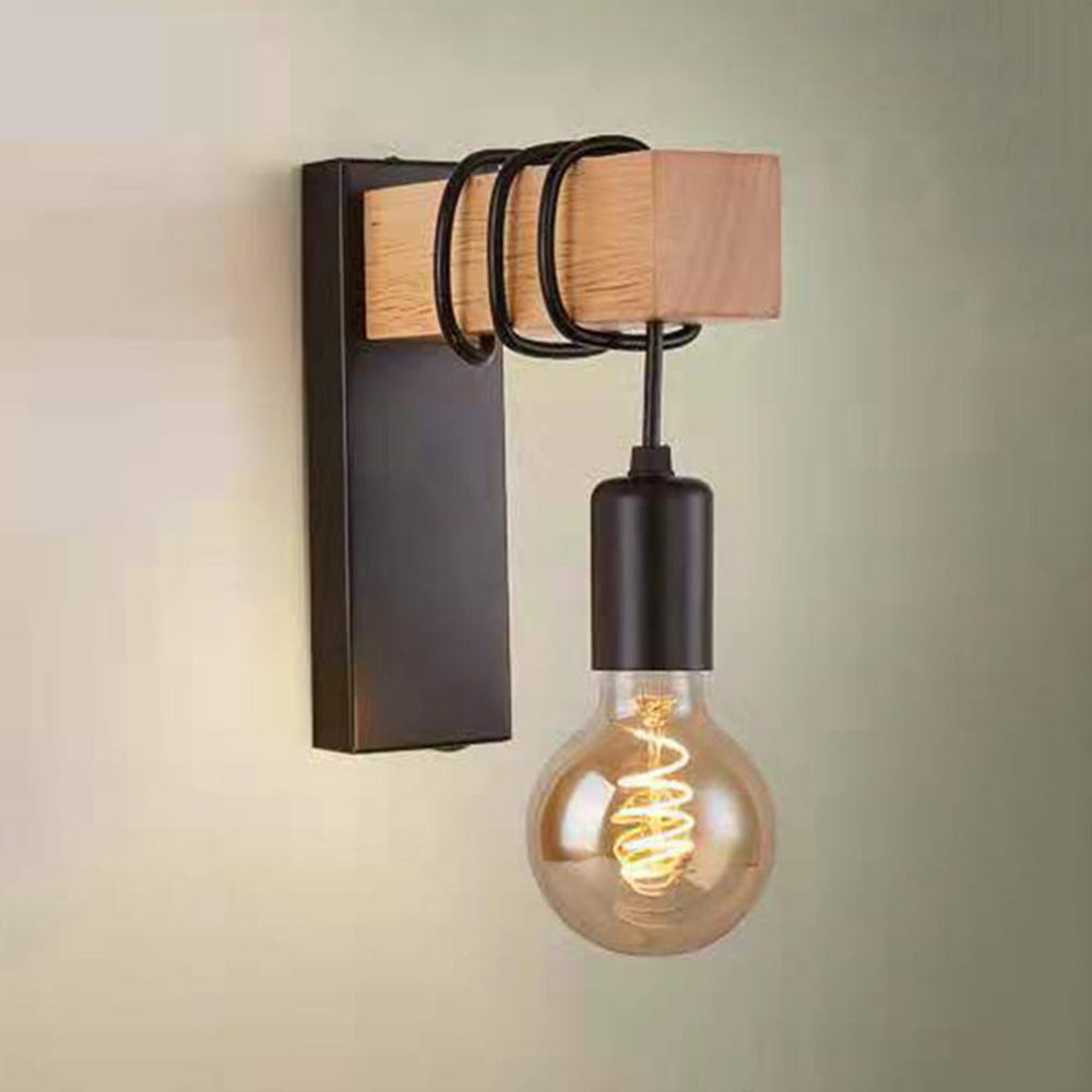 Silva Wall Lamp Bulb Industrial, Metal, Black/White, Living Room