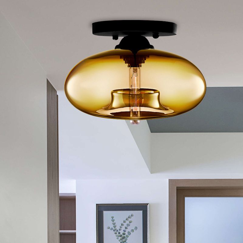 Valentina industriel art deco-globe indbygget loftslampe til stuen