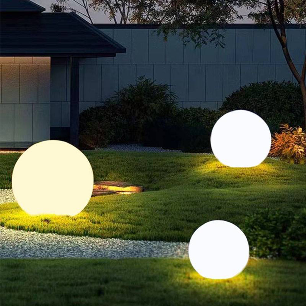 Ray minimalistisk klotformad LED-utomhusbelysning, harts, vit