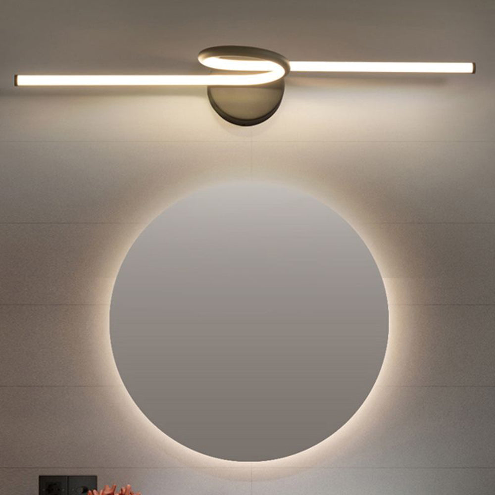 Arisha Modern Arc Wall Lamp, Silver, Metal/, Front Mirror Vanity