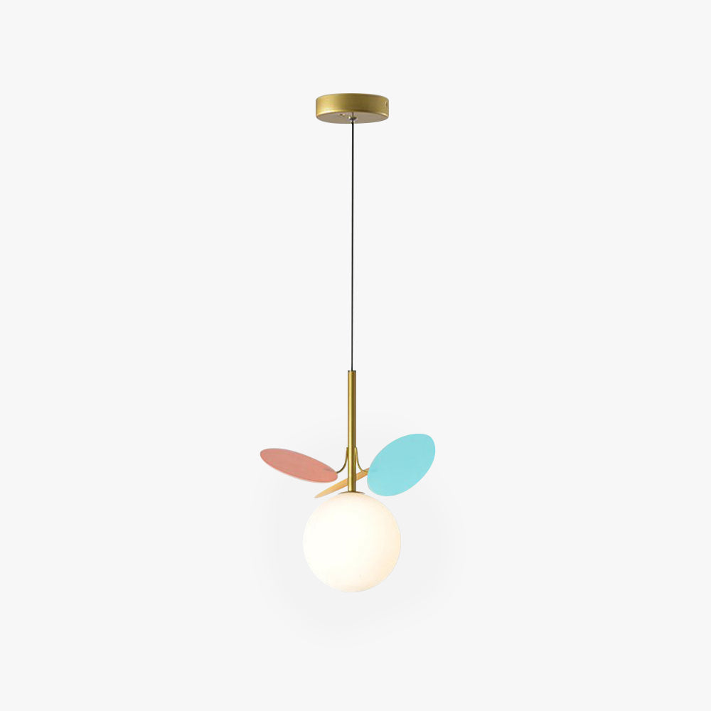 Arisha art déco-klotformad pendellampa, flerfärgad/vit, metall/glas