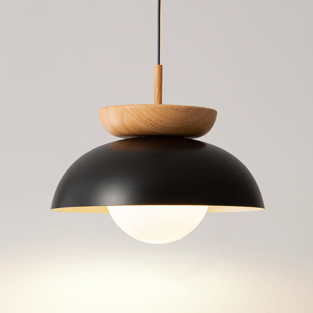 Muto nordisk pendellampa eller plafond i svart trä och metall för kök och balkong