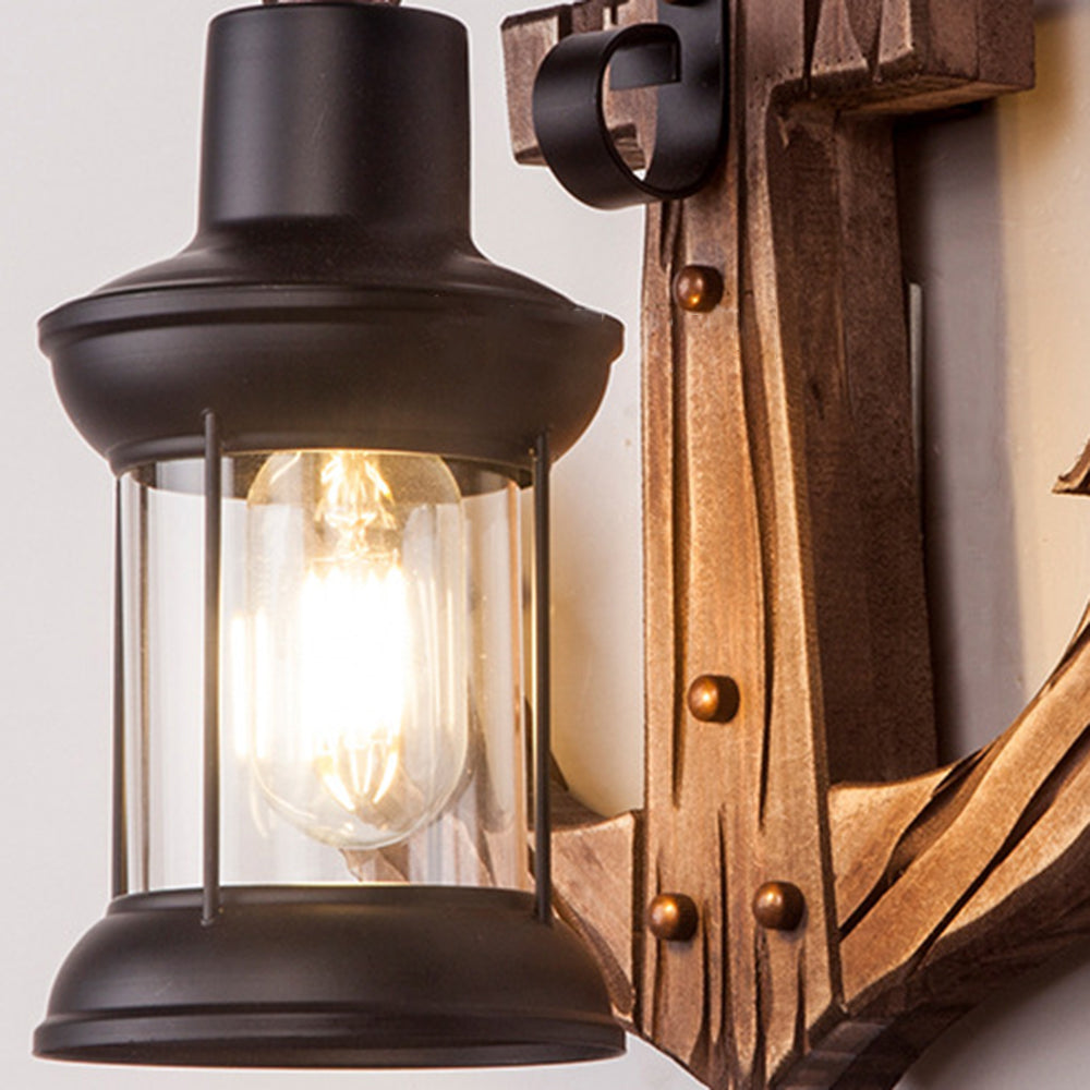 Epoch Anchor Lantern Wall Lamp, Vintage/Antique, Wood, Bedroom